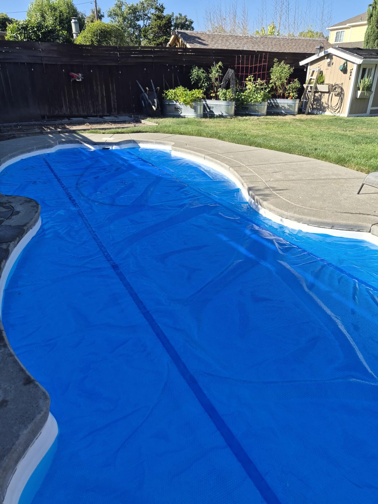 16' x 32' Rectangle Solar Cover for Inground and Above Ground Pools, 12 Mil - Premium Heavy Duty Solar Blanket for Above Ground Pool, Blue - Made in USA customer photo 1