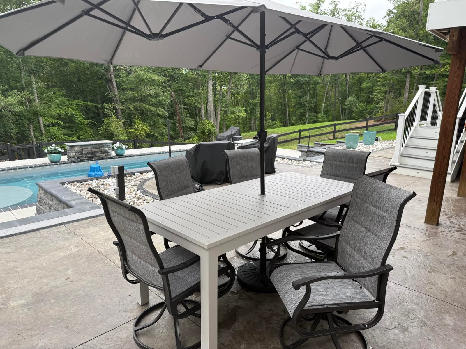 Patio Swivel Chairs Set of 2, Outdoor Rocking Dining Chairs with High Back customer photo 1