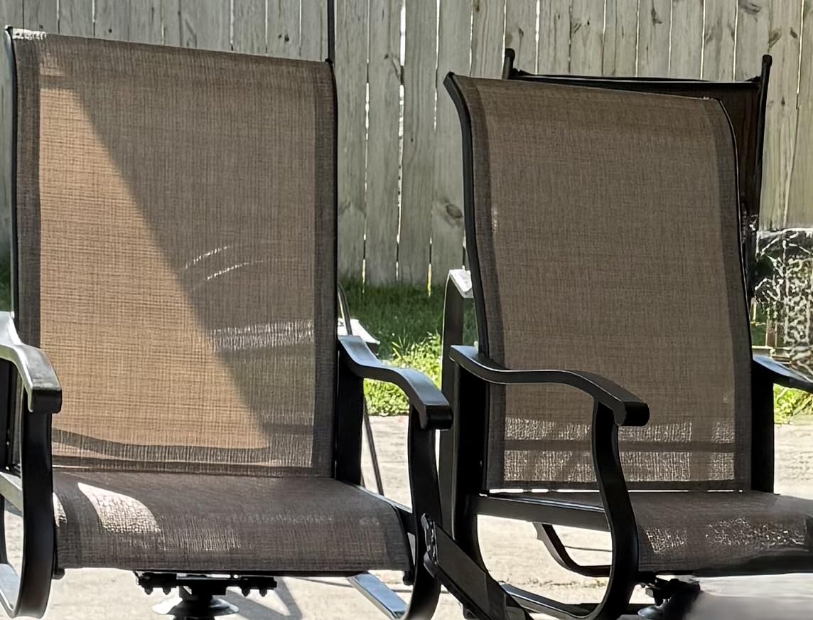 Patio Swivel Chairs Set of 2, Outdoor Rocking Dining Chairs with High Back customer photo 2