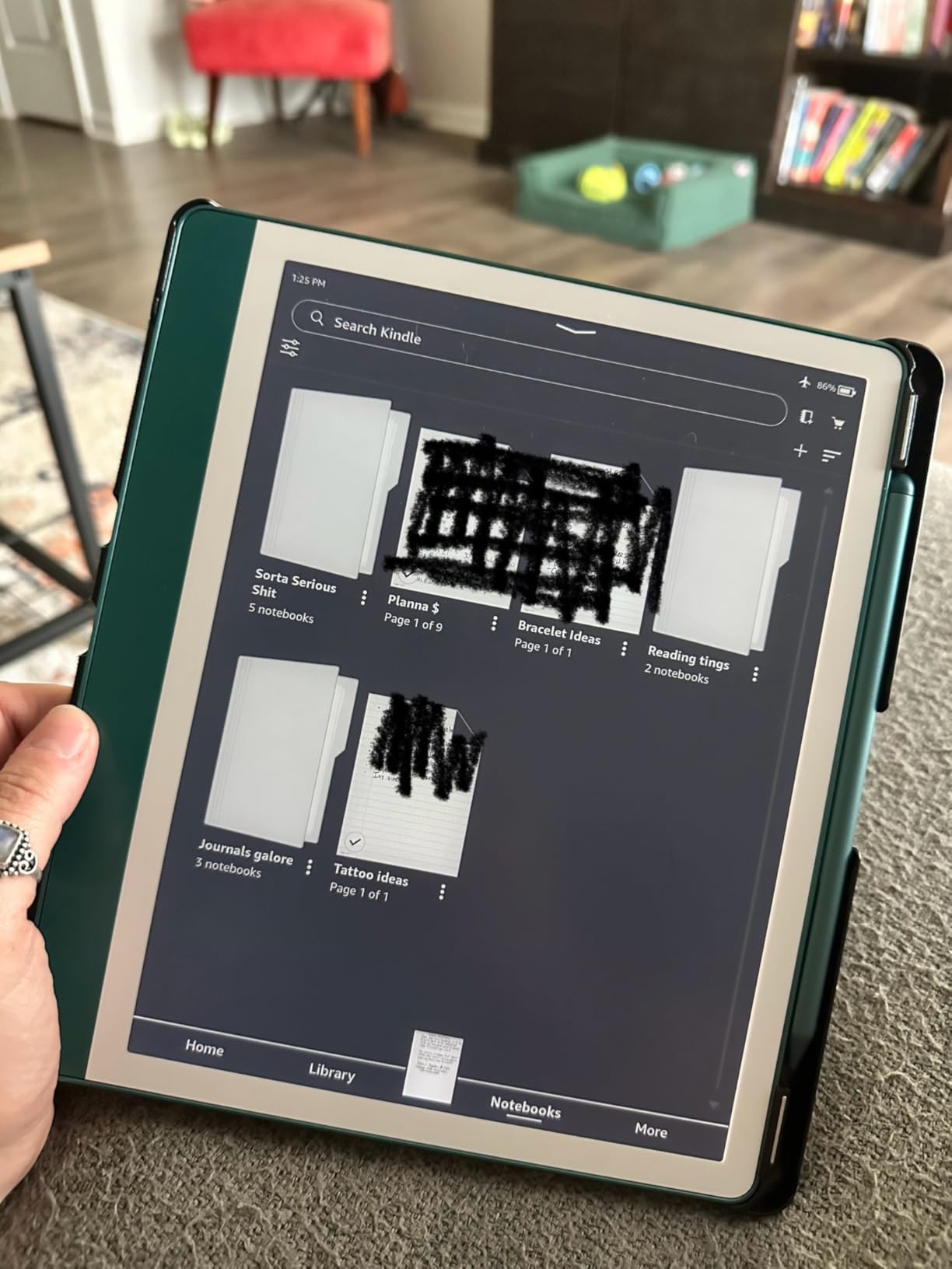 Amazon Kindle Scribe (64GB) - Your notes, documents and books, all in one place. With built-in AI notebook summarization. Includes Premium Pen - Metallic Jade customer photo 2