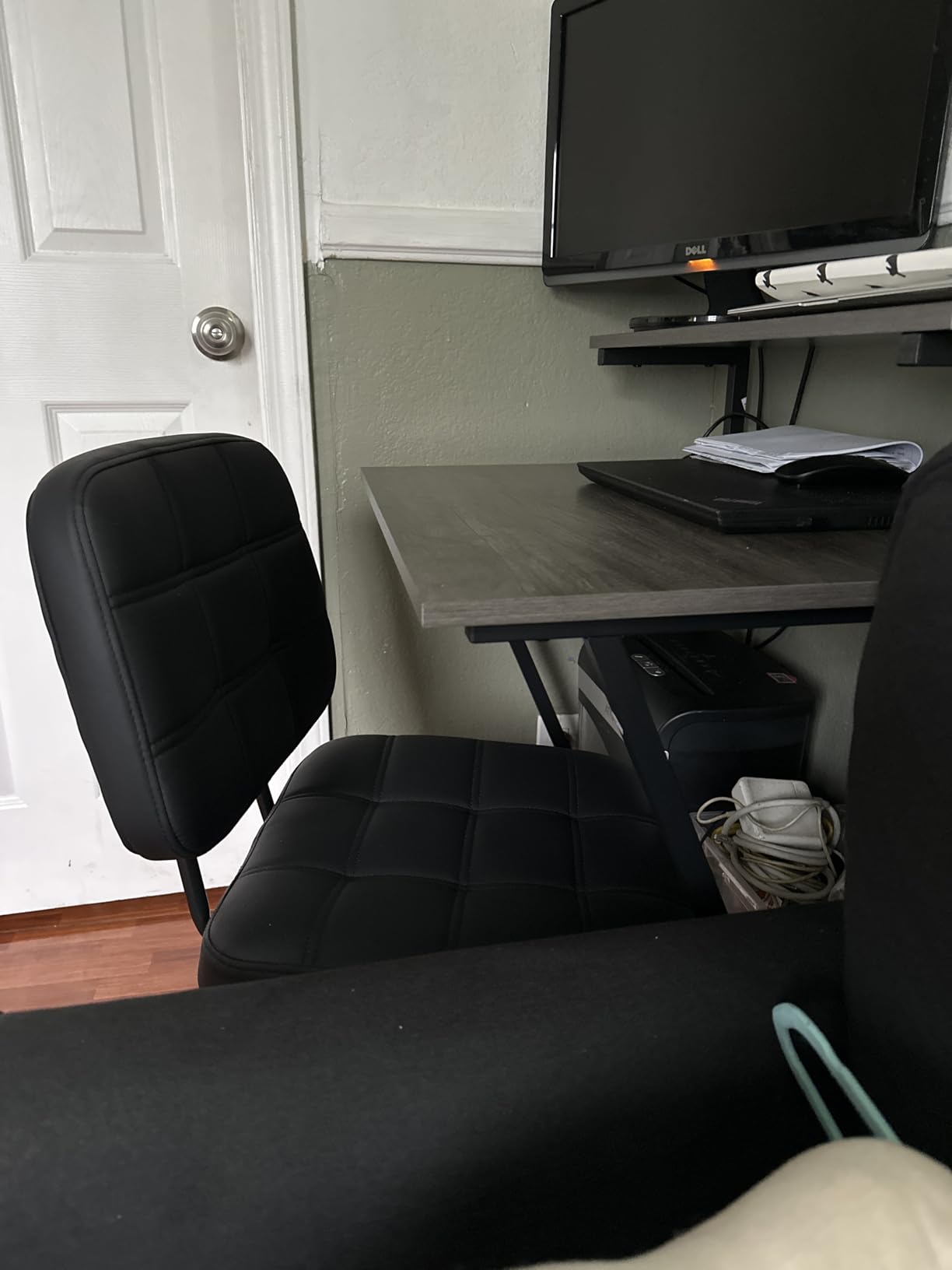 Armless Office Chair with Wheels, Small Desk Chair for Apartment - Black customer photo 1