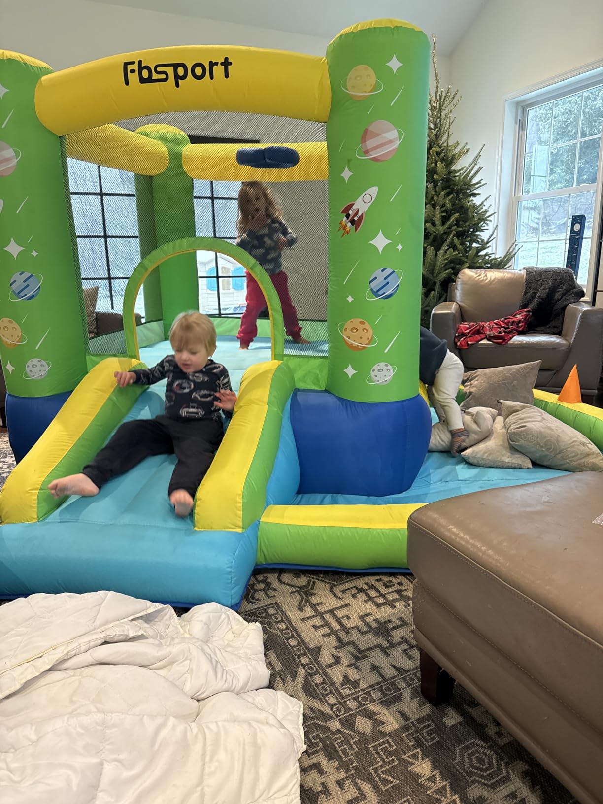 FBSPORT Bounce House with Slide for Toddler Kids 3-6 Indoor Backyard, Green customer photo 1