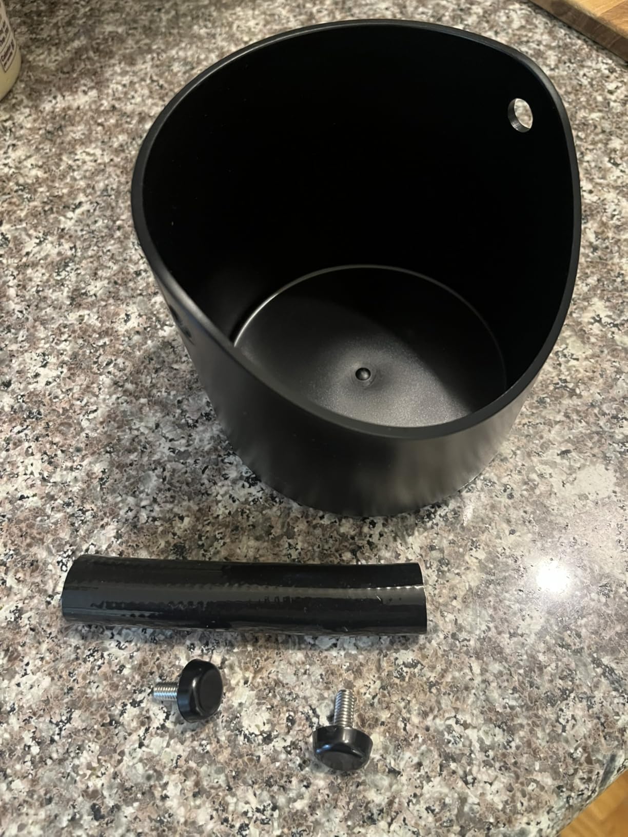 Coffee Knock Box, 4.6 in, Barista Style Espresso Grounds Knock Box, Removable Plastic Knock Rod, Non-Slip Base, Espresso Maker Accessory (Black) customer photo 1