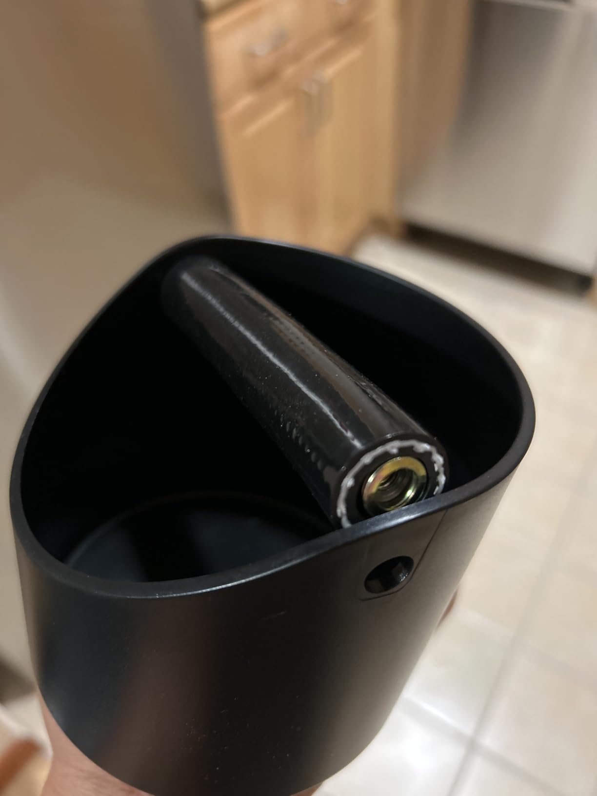 Coffee Knock Box, 4.6 in, Barista Style Espresso Grounds Knock Box, Removable Plastic Knock Rod, Non-Slip Base, Espresso Maker Accessory (Black) customer photo 2