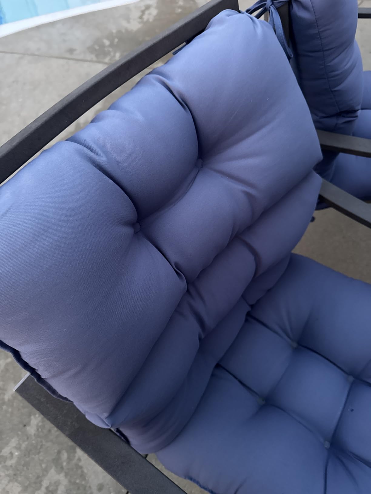 Outdoor Indoor High Back Chair Cushions Set of 4,Waterproof All-Weather Patio Adirondack Rocking Chair Cushions,Seat Back Chair Cushion for Outdoor Furniture with Ties,45x22 Inch, Navy Blue customer photo 1