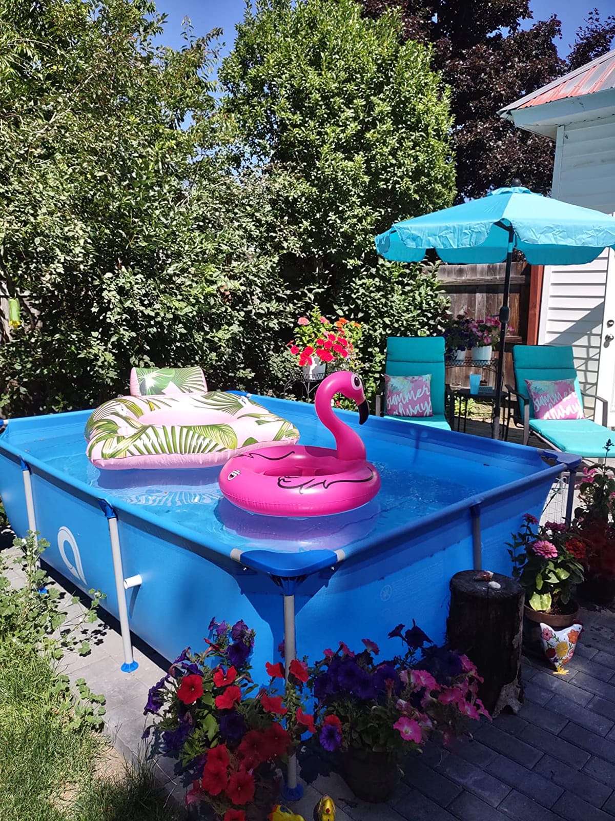 DIMAR GARDEN Above Ground Swimming Pool for Adults, Outdoor Rectangular Steel Frame Swimming Pool for Backyard Lawn Family, 7.5ft x 5.2ft x 16.5in customer photo 1