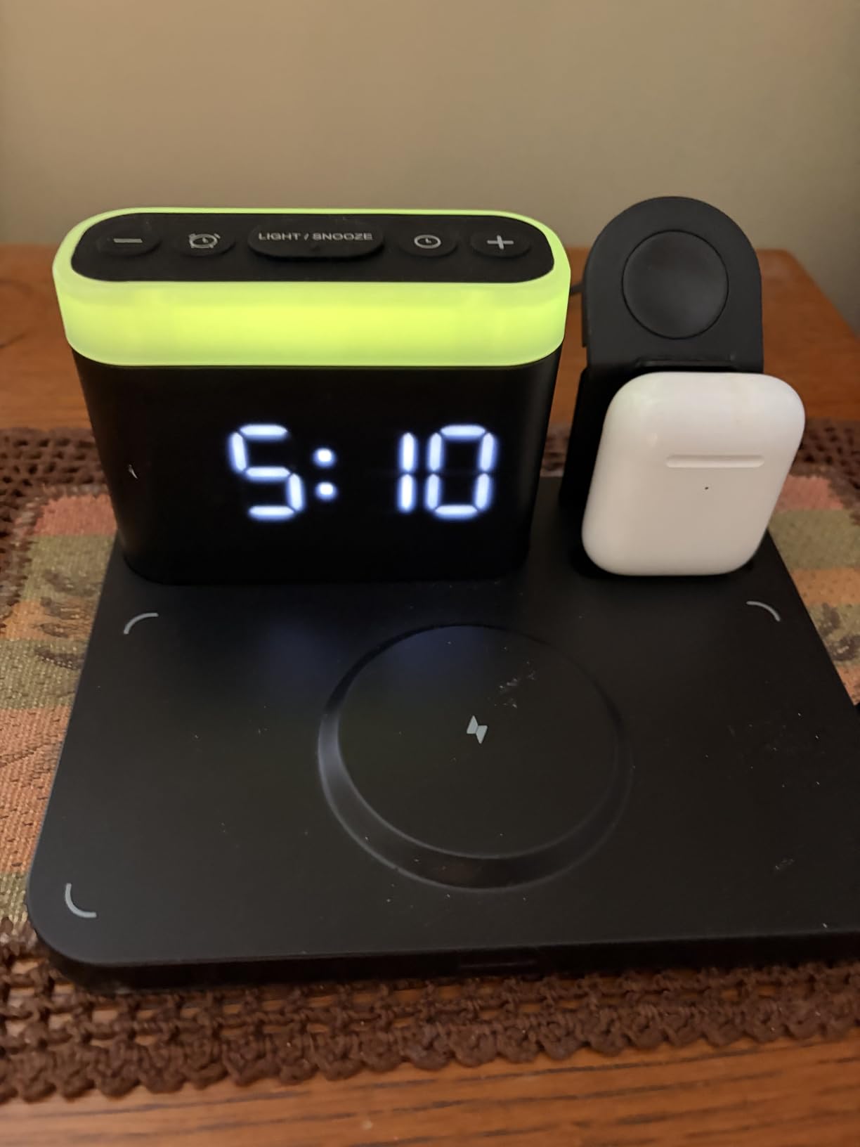 ANJANK Wireless Charging Station,5 in 1 Multiple Charger Stand with Alarm Clock,7 Night Light,Magnetic Charging Dock for iPhone 18 17 16 15 14 13 Pro Max Plus,Apple Watch 11/10/9/8,for Airpods,Bedroom customer photo 1