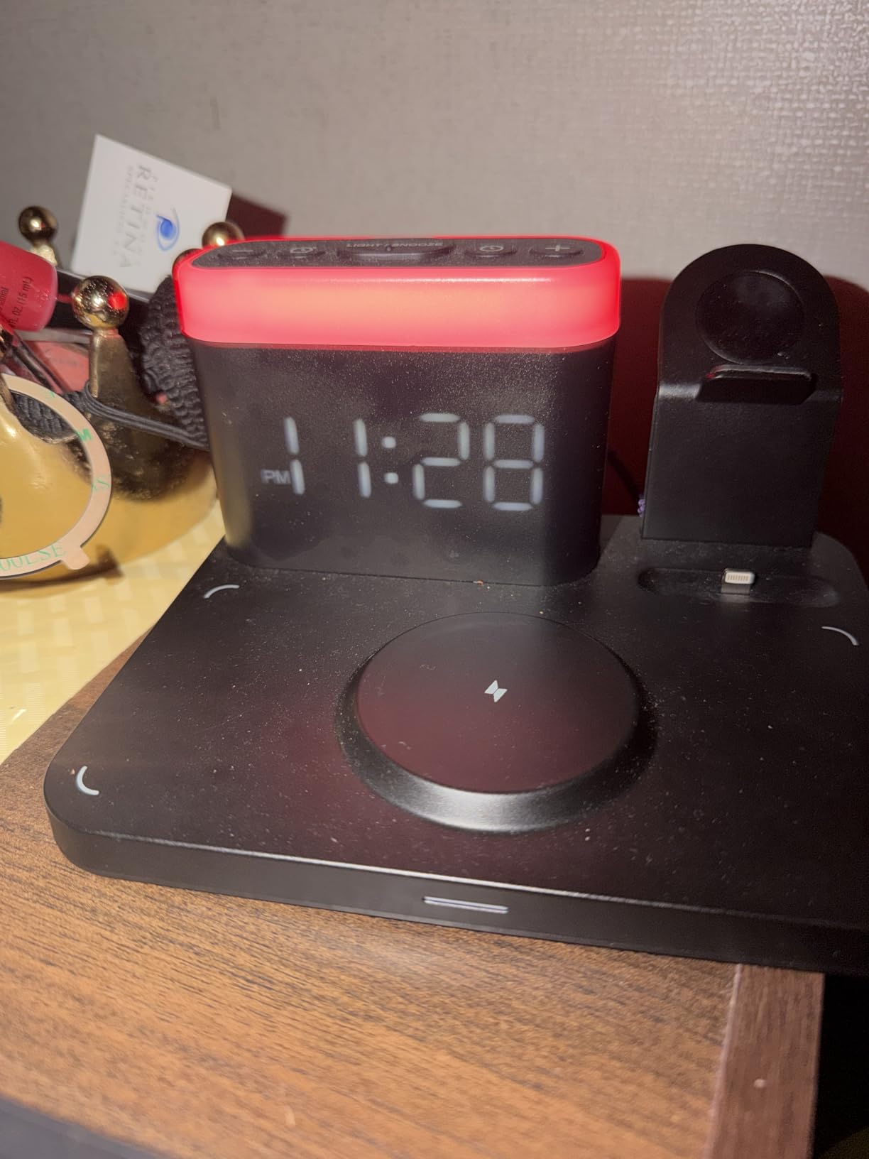 ANJANK Wireless Charging Station,5 in 1 Multiple Charger Stand with Alarm Clock,7 Night Light,Magnetic Charging Dock for iPhone 18 17 16 15 14 13 Pro Max Plus,Apple Watch 11/10/9/8,for Airpods,Bedroom customer photo 2