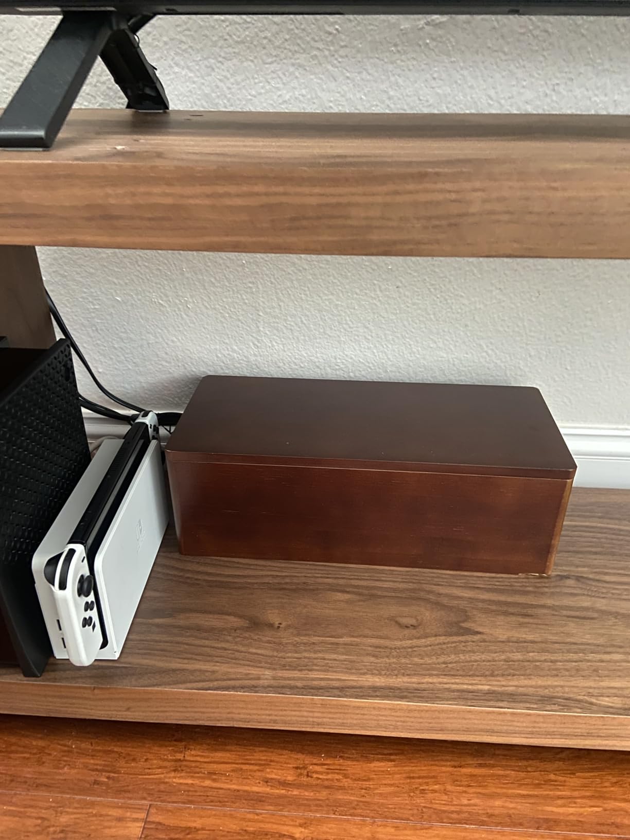 YECAYE Solid Wood Cable Management Box, Walnut Color, 14.2 x 6.1 x 4.1 customer photo 1