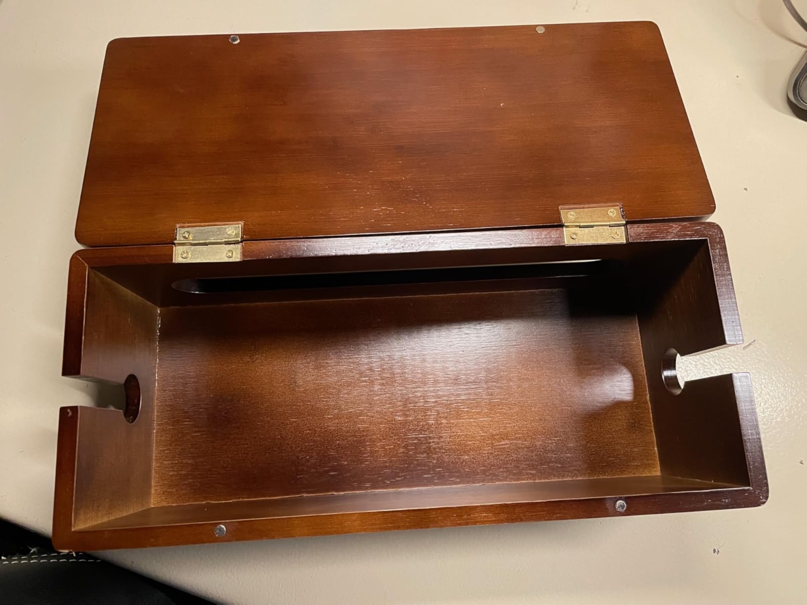 YECAYE Solid Wood Cable Management Box, Walnut Color, 14.2 x 6.1 x 4.1 customer photo 2