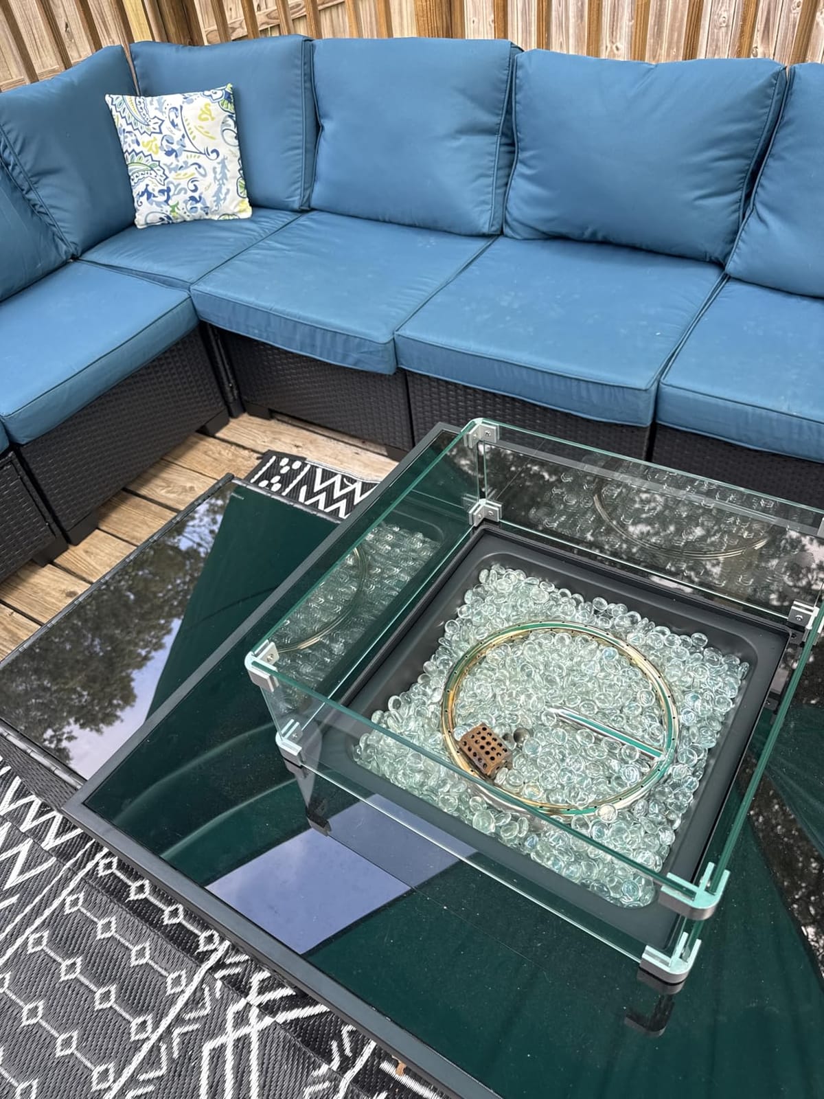 Small L-Shaped Patio Furniture Set - Weather Resistant Wicker Sectional Chaise Sofa with Thick Cushions & Tempered Glass Coffee Table for Small Spaces, Balcony, Apartment customer photo 1