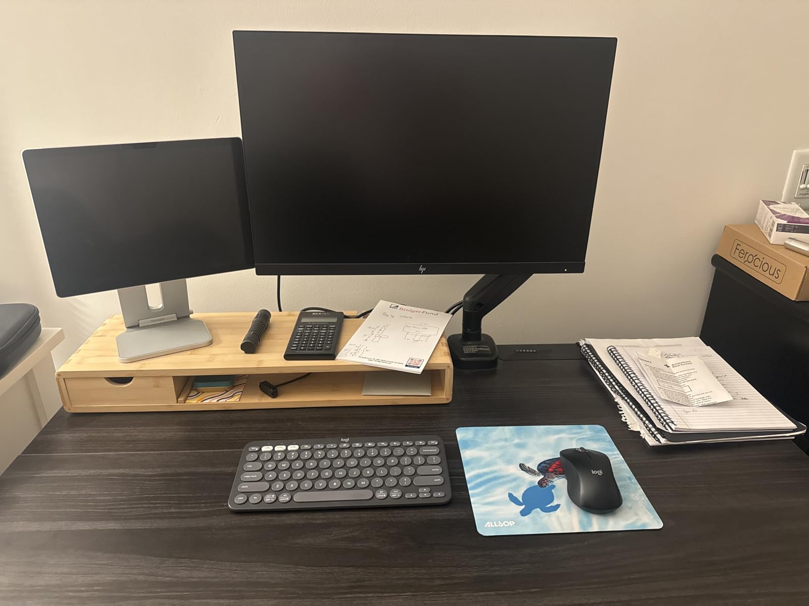Bamboo Monitor Stand Riser with Drawer customer photo 1