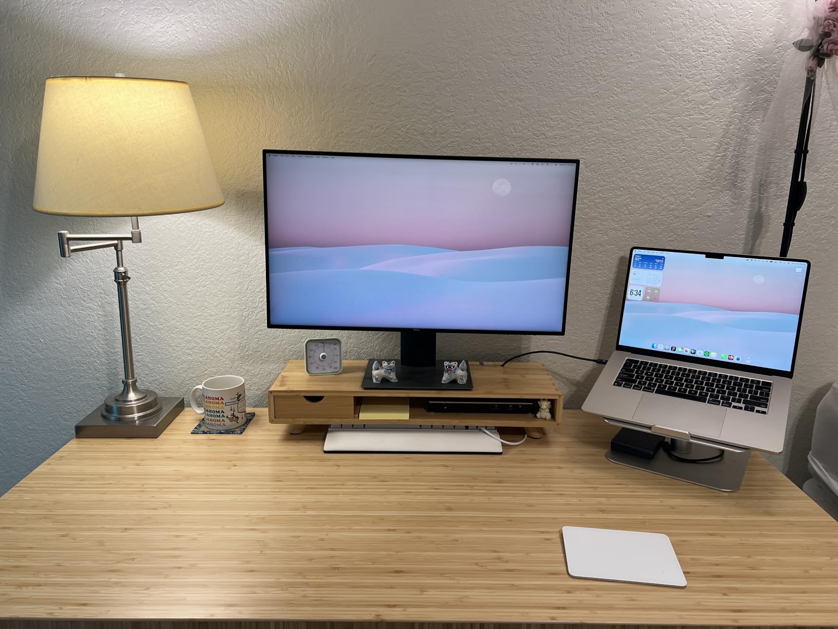 Bamboo Monitor Stand Riser with Drawer customer photo 2