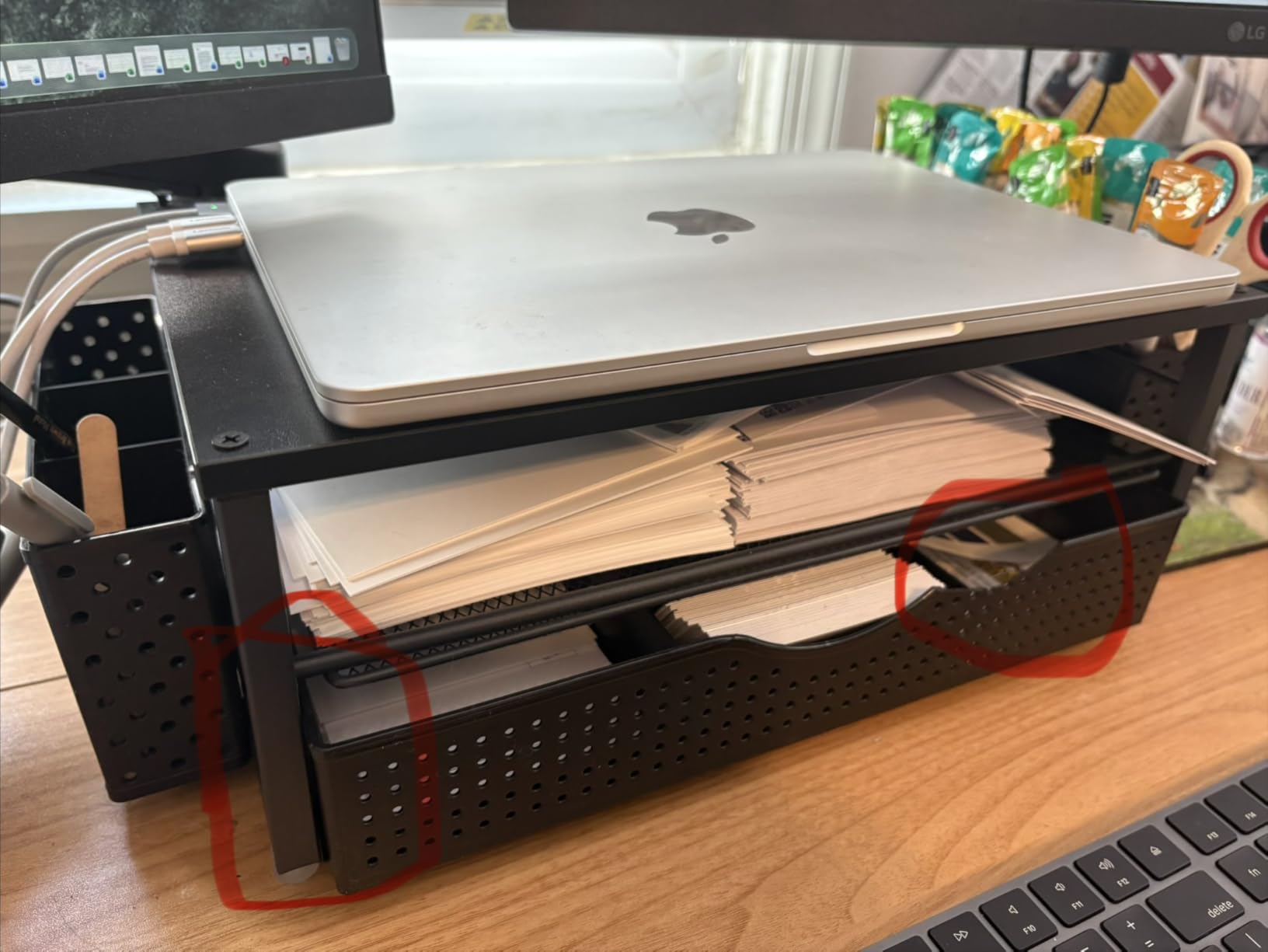 Spacrea Computer Monitor Stand with Drawer and 2 Pen Holders, Black customer photo 1