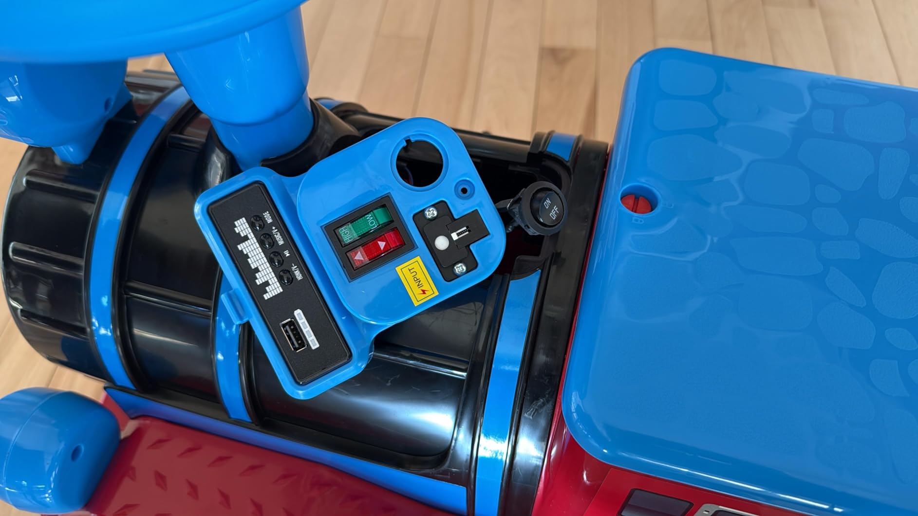 MINIATURE MOTORS 2-Seater Ride On Train, 12V Kids Electric Car with Choo-Choo Train Whistles, Bluetooth USB Music, 2 Speeds, Headlights, Anti-Rollover Device for Pretend Play Gift Kids Aged 3+ (Blue) customer photo 2