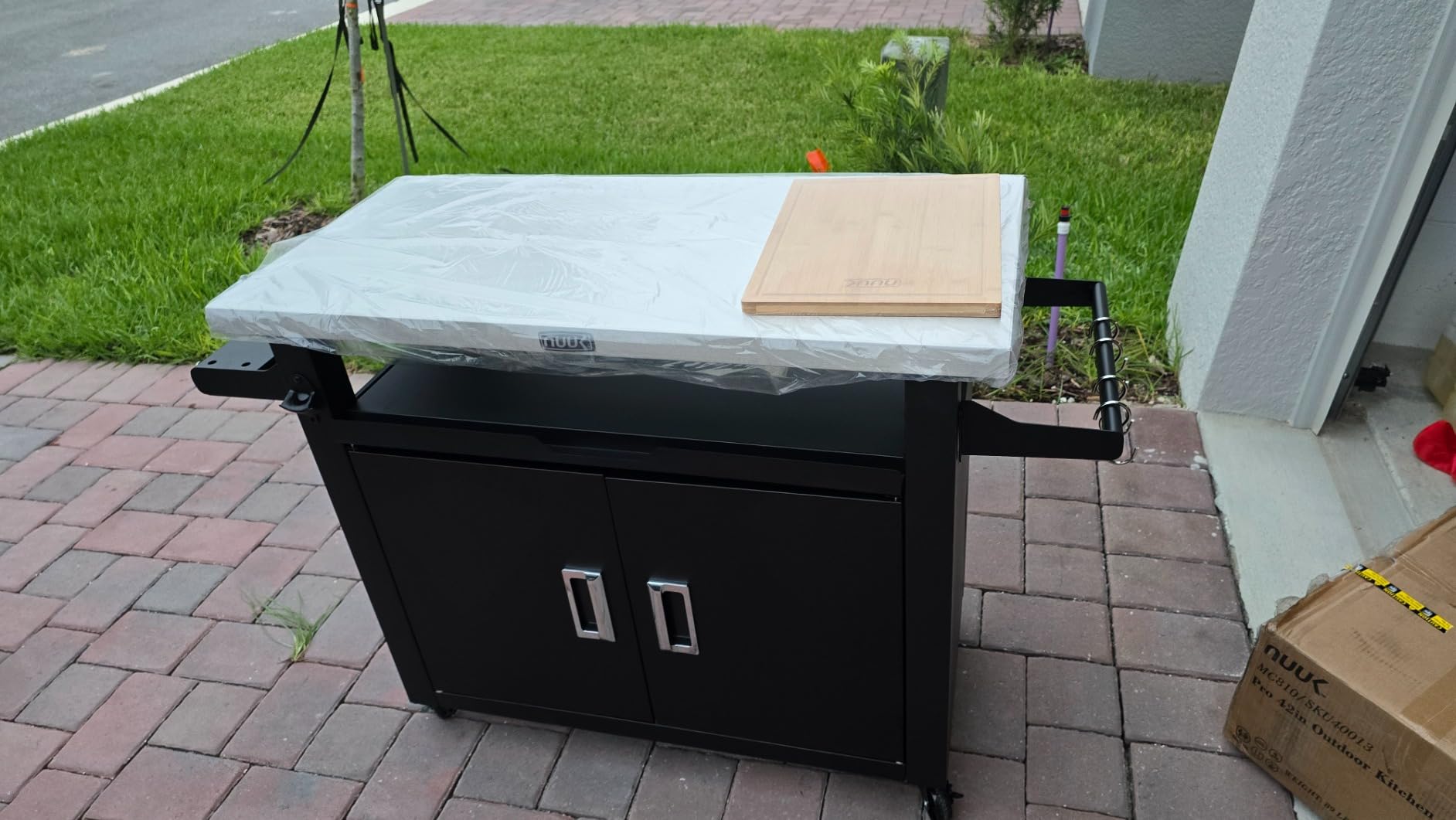 NUUK Outdoor Grill Cart on Wheel, Pizza Oven Table with Sink & Storage, 20