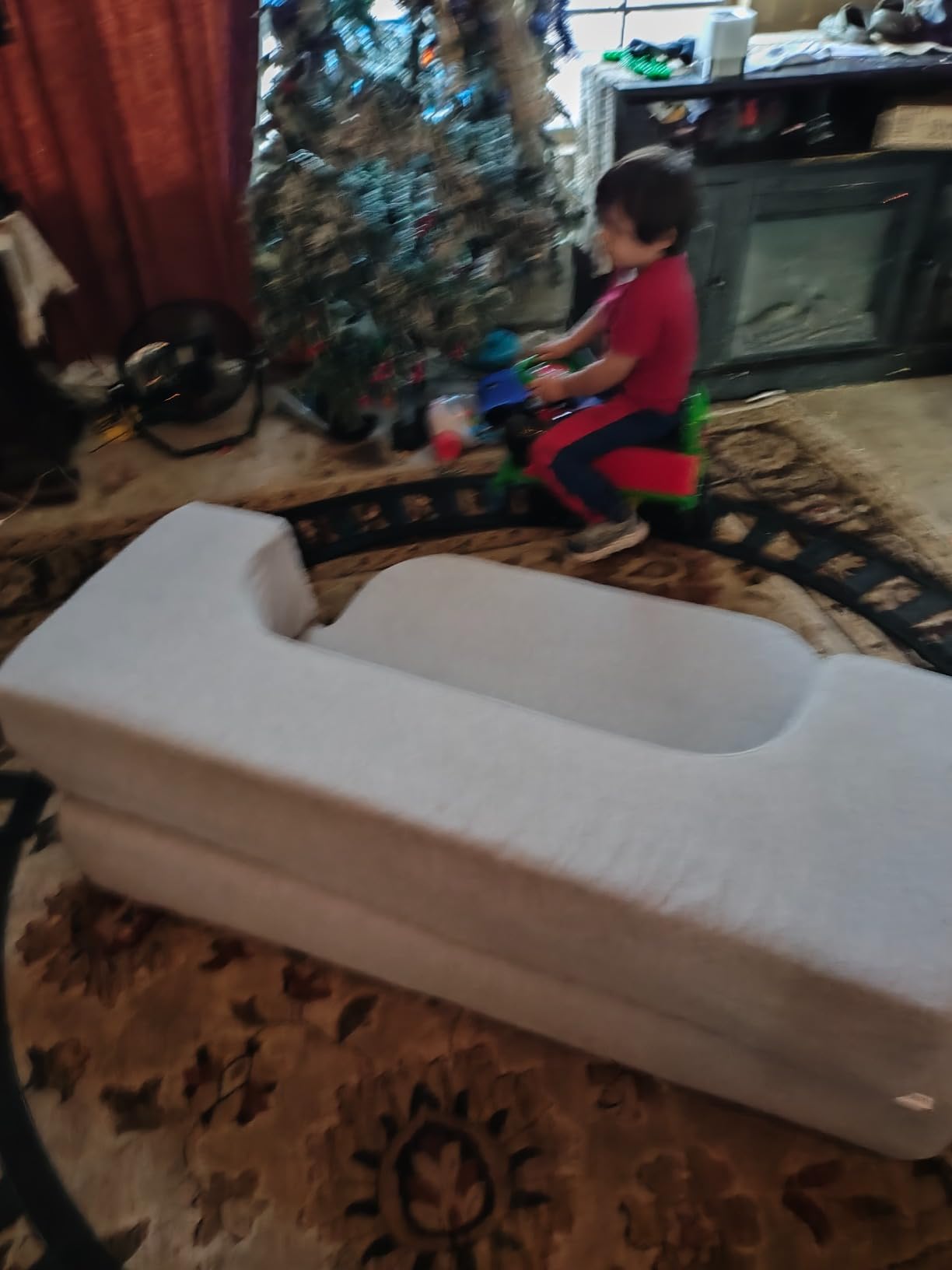 OLAKIDS Kids Ride On Train with Track, 6V Electric Toy with Lights and Sounds, Retractable Footrest, Under Seat Storage, Christmas Theme Battery Powered for Toddlers Boys Girls (1 Seater, Circus) customer photo 2