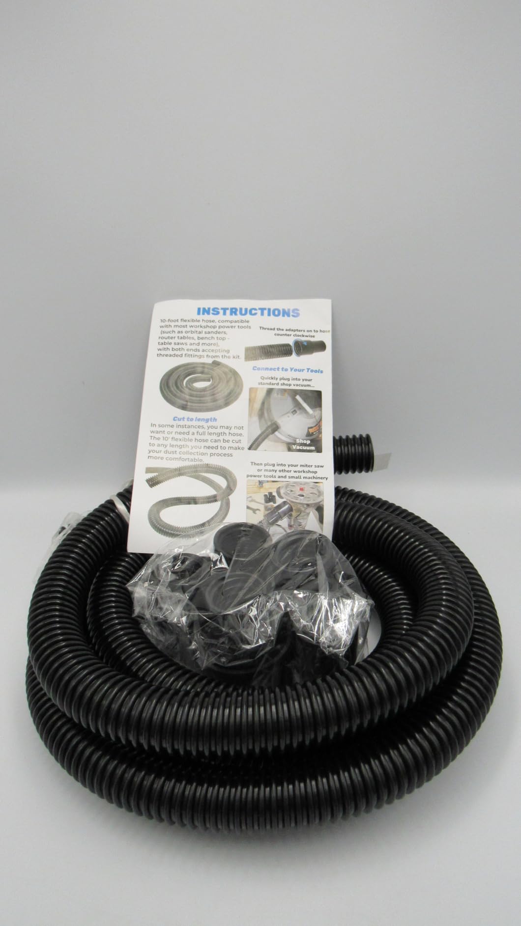16.4 Foot Long Dust Collection Power Tool Hose Kit with 5 Fittings Universal for Multiple Tools & Vacuums customer photo 1
