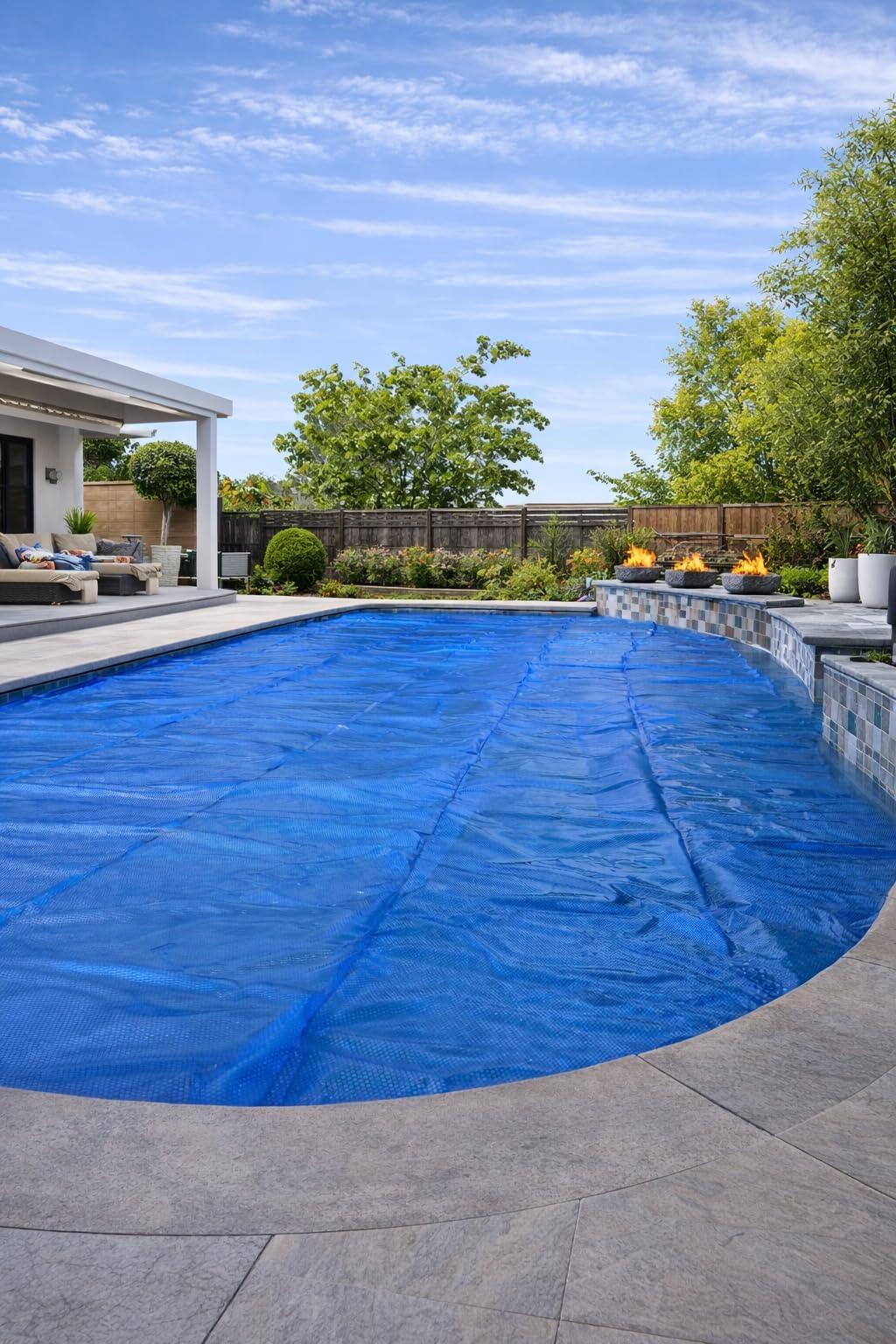 Goplus Solar Pool Cover, 12 x 24 FT Solar Blanket 12 Mil with Carrying Bag for In-Ground and Above-Ground Swimming Pools, Rectangle Hot Tub SPA Thermal Blanket, Blue Bubble customer photo 1