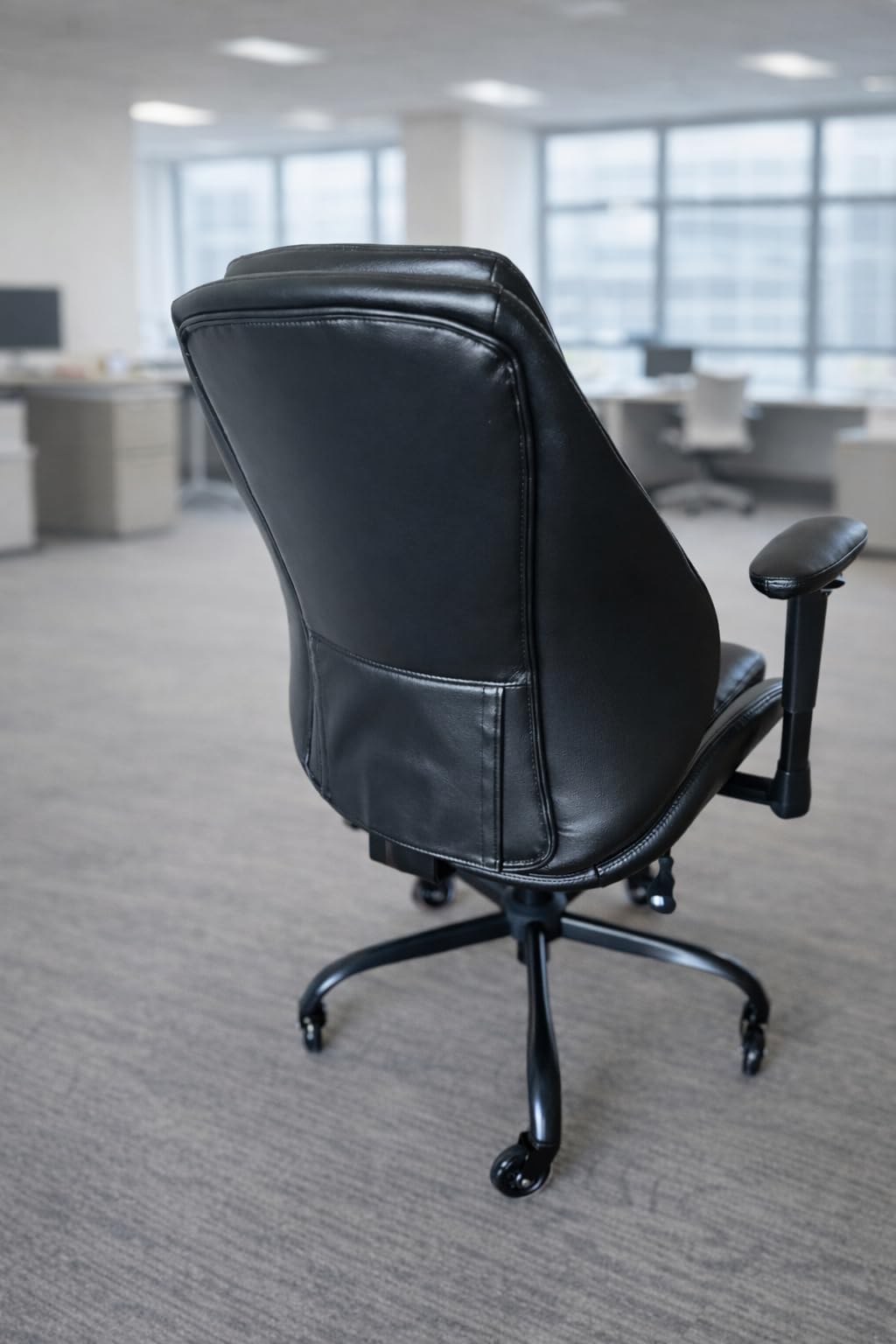 BEWISHOME Office Chair with Rubber Wheels, Big and Tall Office Chair, Ergonomic Office Chairs, Executive Desk Chair, Black PU Leather Computer Comfy Chairs with Lumbar Support, Adjustable Armrests customer photo 2