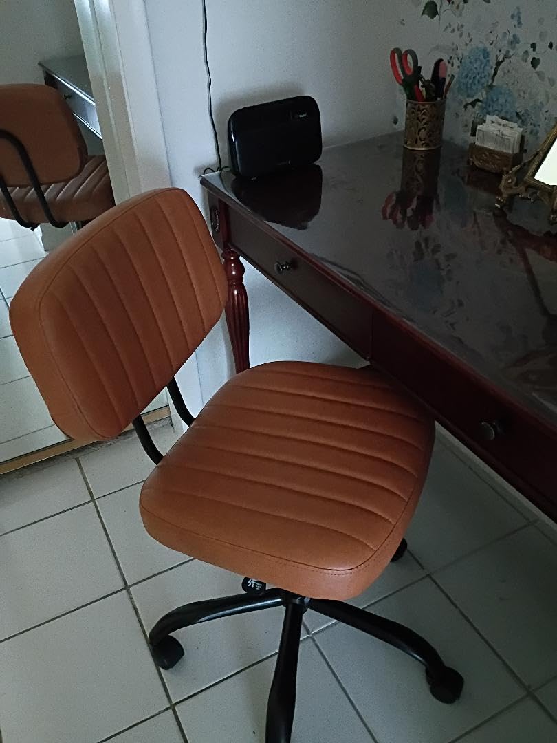 DUMOS Armless Office Desk Chair, Small Vanity Chair with Lumbar Support customer photo 2