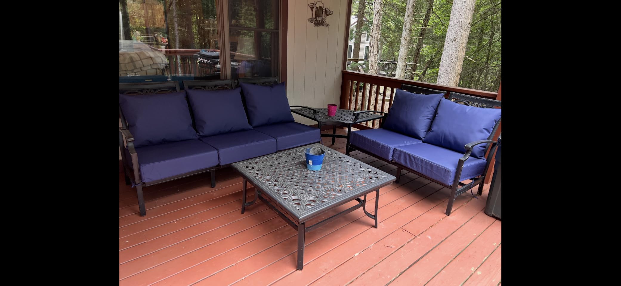 Outdoor Deep Seat Cushion Set, 24x24 Inch, Navy Blue, Set of 4 customer photo 2