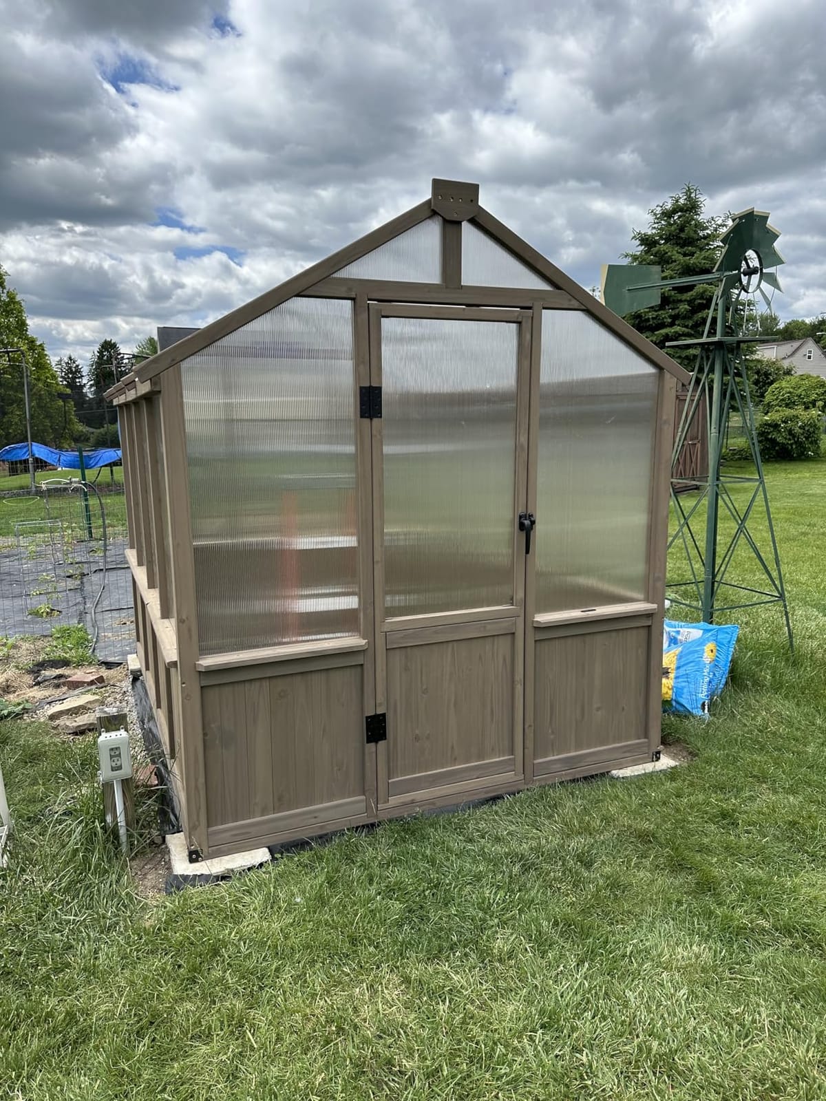 Yardenaler 6x12 FT Greenhouse Kit, Wood Greenhouses with 6MM Thick Polycarbonate Panel for Outdoor, Walk-in Green House with Lockable Door & Adjustable Roof Vent, Backyard, Garden, Light Mocha Brown customer photo 1