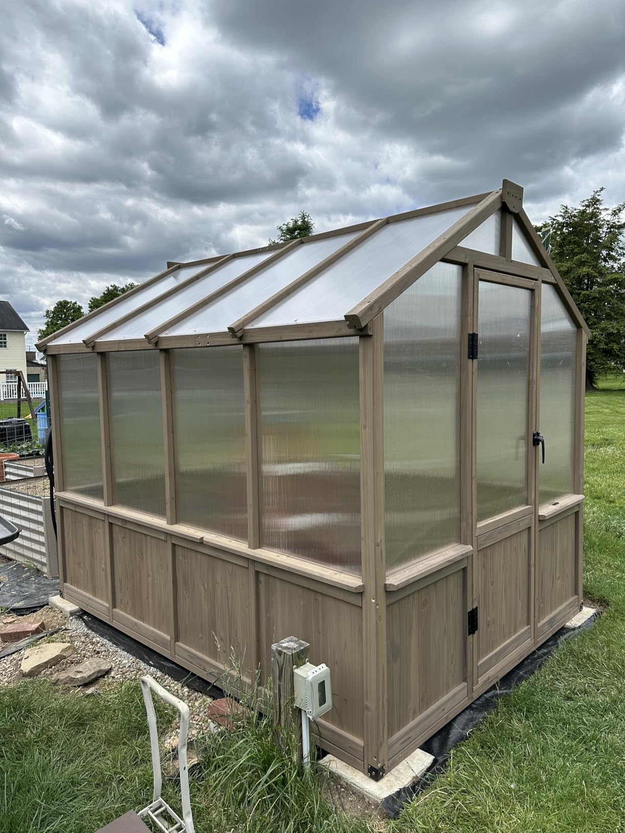 Yardenaler 6x12 FT Greenhouse Kit, Wood Greenhouses with 6MM Thick Polycarbonate Panel for Outdoor, Walk-in Green House with Lockable Door & Adjustable Roof Vent, Backyard, Garden, Light Mocha Brown customer photo 2
