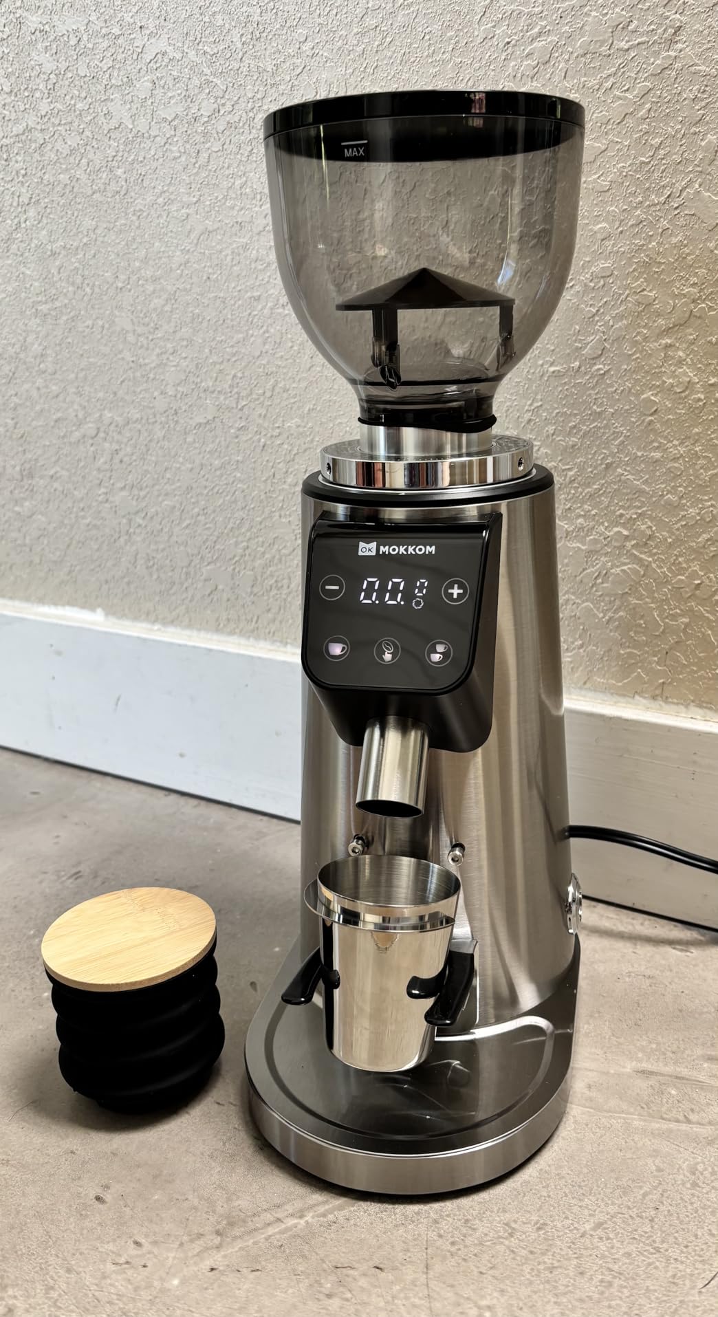 Mokkom 64mm Flat Burr coffee grinder, Single Dose,100 Grind Settings, Electric Espresso Coffee Bean Grinder, Anti-Static, All-Metal Stainless Steel Body, Quiet for Professional Home Use customer photo 1
