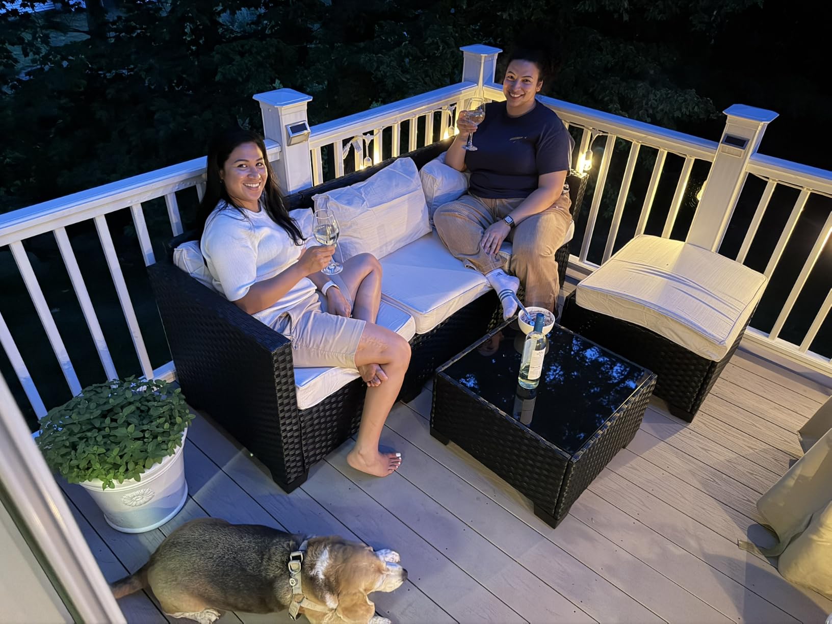 Oasishine Wicker Patio Furniture Patio Couch 3 Pieces Outdoor Sectional with Ottoman and Outdoor Glass Table Weathering Anti-Slip Cushions Furniture Covers, Light Grey customer photo 2