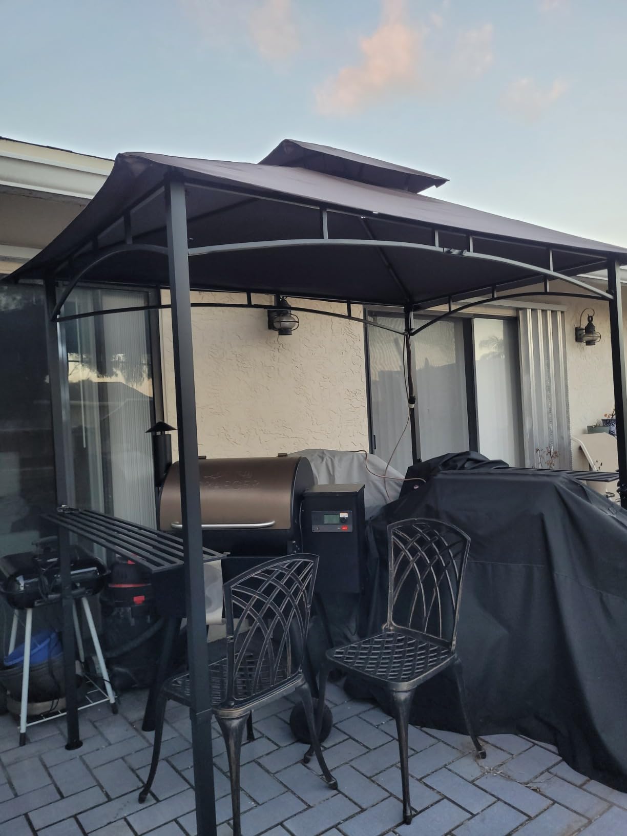 ABCCANOPY 8x5 Pop Up BBQ Grill Gazebo with Lights & Sidewall, Dark Gray customer photo 1