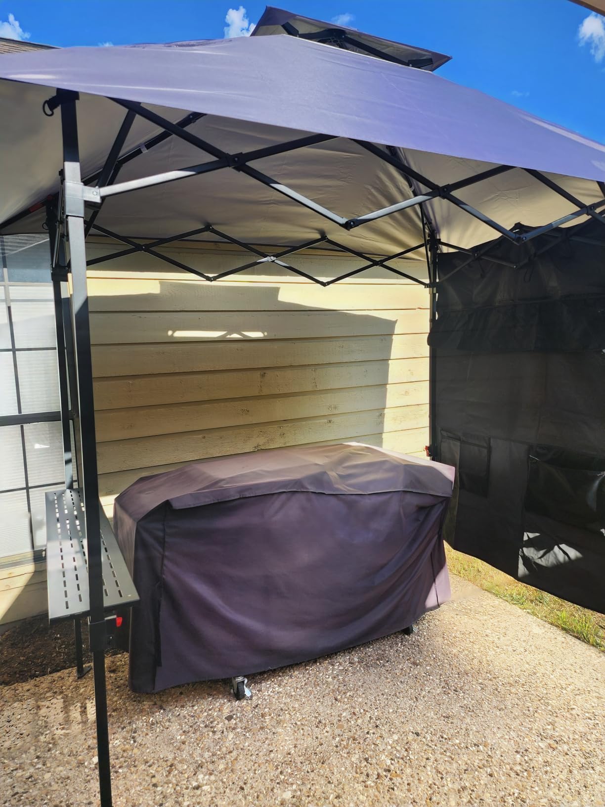 ABCCANOPY 8x5 Pop Up BBQ Grill Gazebo with Lights & Sidewall, Dark Gray customer photo 2
