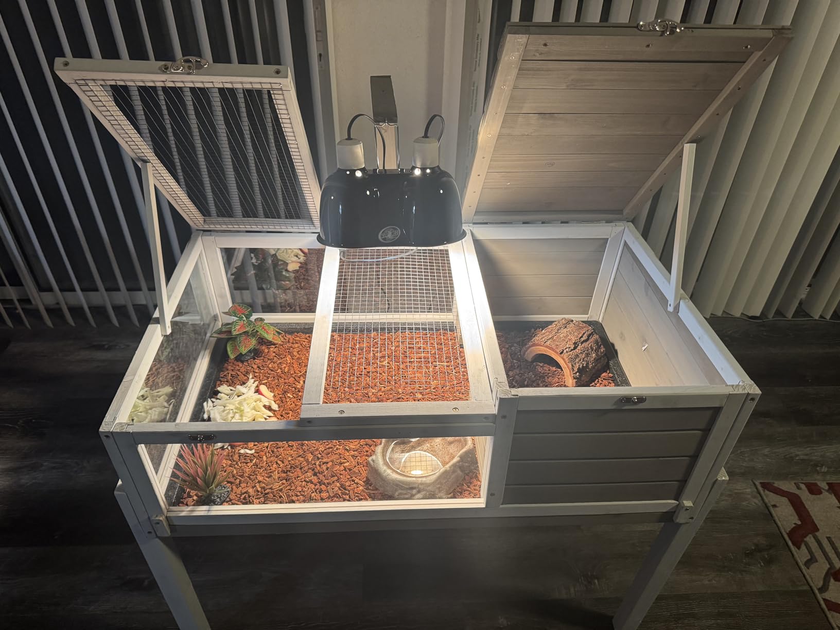 Large Tortoise Enclosure with Adjustable Lamp Stand and Storage Shelf customer photo 2