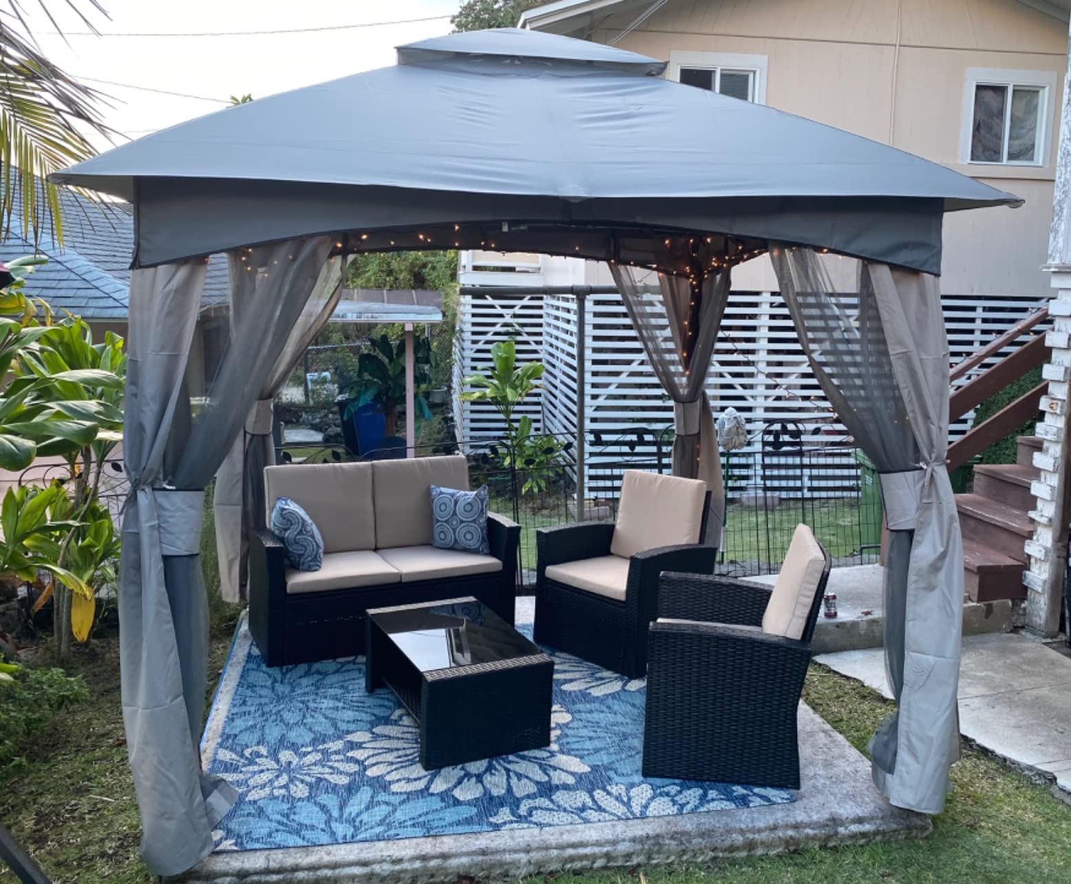 6 Pieces Patio Furniture Set Outdoor Couch Wicker Sectional Sofa, Beige customer photo 1